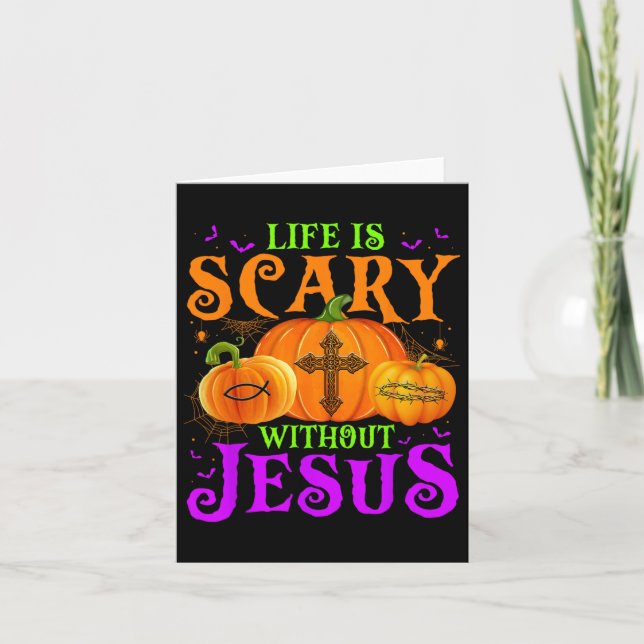 Tarjeta La Vida Da Miedo Sin Jesús Caer Halloween (Anverso)