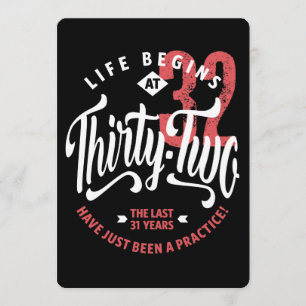 Tarjeta La vida empieza a los 32   32.º cumpleaños