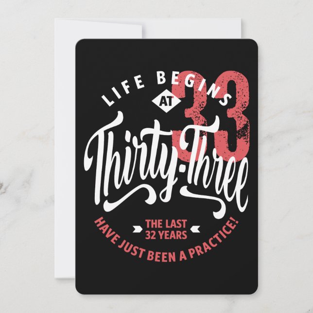 Tarjeta La vida empieza a los 33 | 33.º cumpleaños (Anverso)