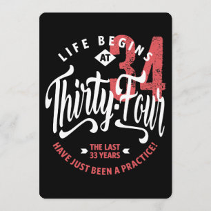 Tarjeta La vida empieza a los 34   34 cumpleaños