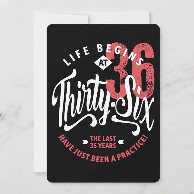 Tarjeta La vida empieza a los 36 | 36º cumpleaños (Anverso)