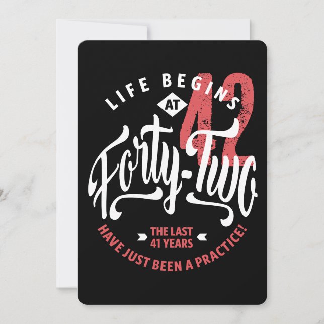 Tarjeta La vida empieza a los 42 | 42.º cumpleaños (Anverso)