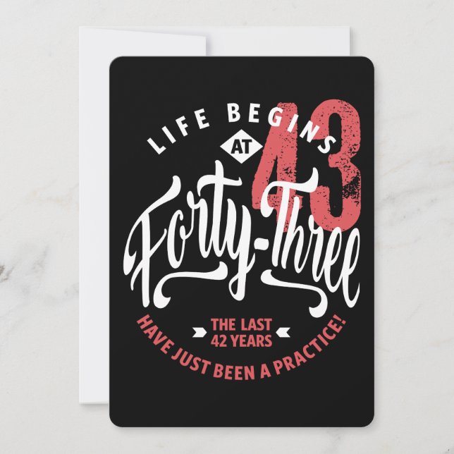 Tarjeta La vida empieza a los 43 | 43.º cumpleaños (Anverso)
