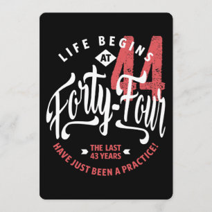 Tarjeta La vida empieza a los 44   44.º cumpleaños