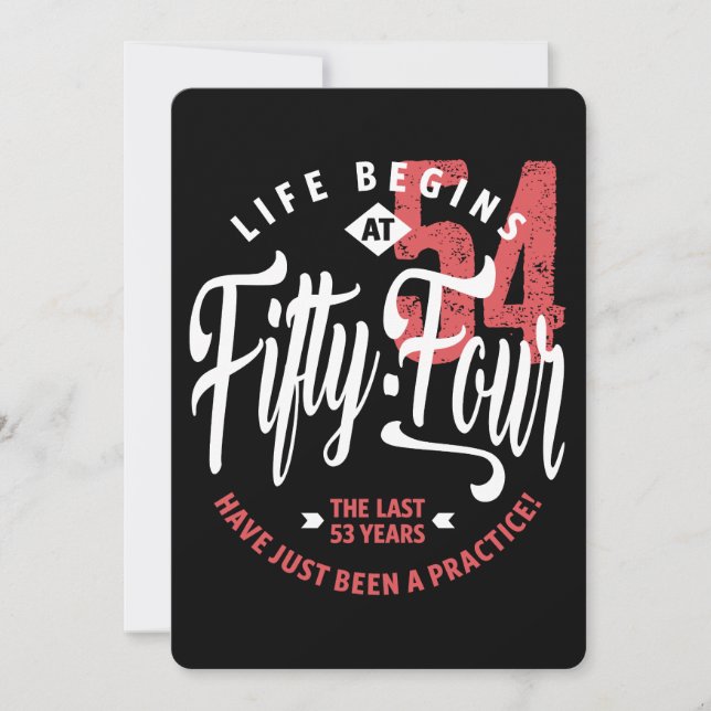 Tarjeta La vida empieza a los 54 | 54.º cumpleaños (Anverso)