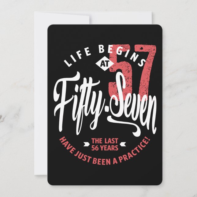 Tarjeta La vida empieza a los 57 | 57 cumpleaños (Anverso)