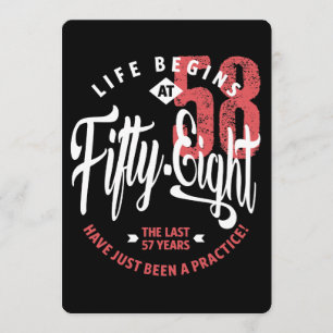 Tarjeta La vida empieza a los 58   58.º cumpleaños