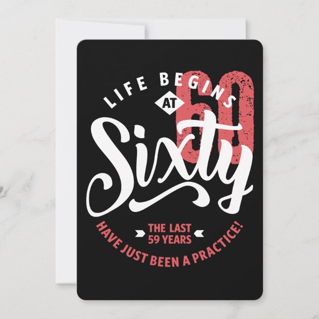 Tarjeta La vida empieza a los 60 | 60 cumpleaños (Anverso)