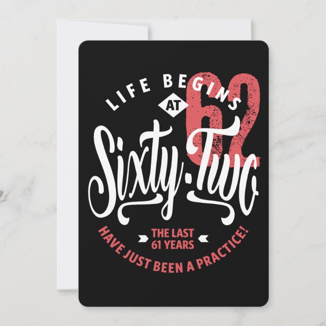 Tarjeta La vida empieza a los 62 | 62.º cumpleaños (Anverso)