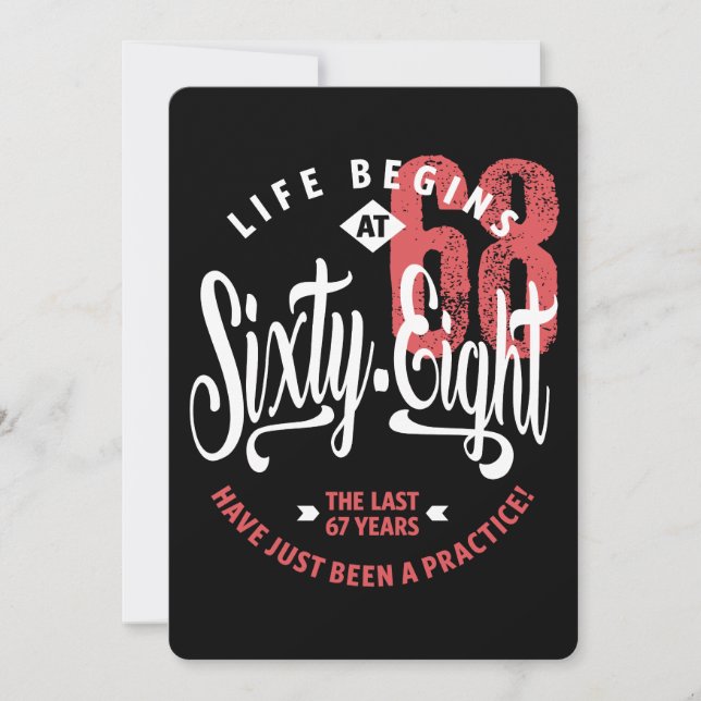 Tarjeta La vida empieza a los 68 | 68º cumpleaños (Anverso)