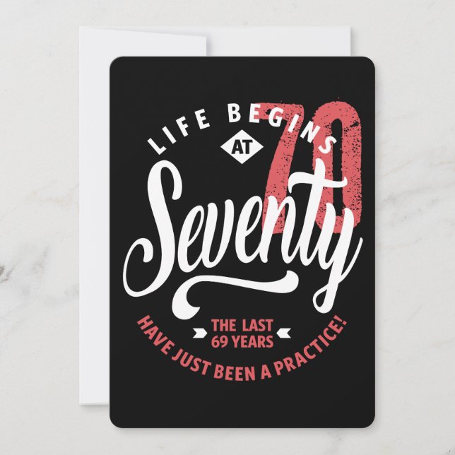 Tarjeta La vida empieza a los 70 | 70 cumpleaños (Anverso)