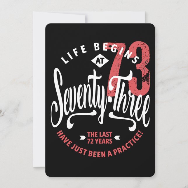 Tarjeta La vida empieza a los 73 | 73.º cumpleaños (Anverso)