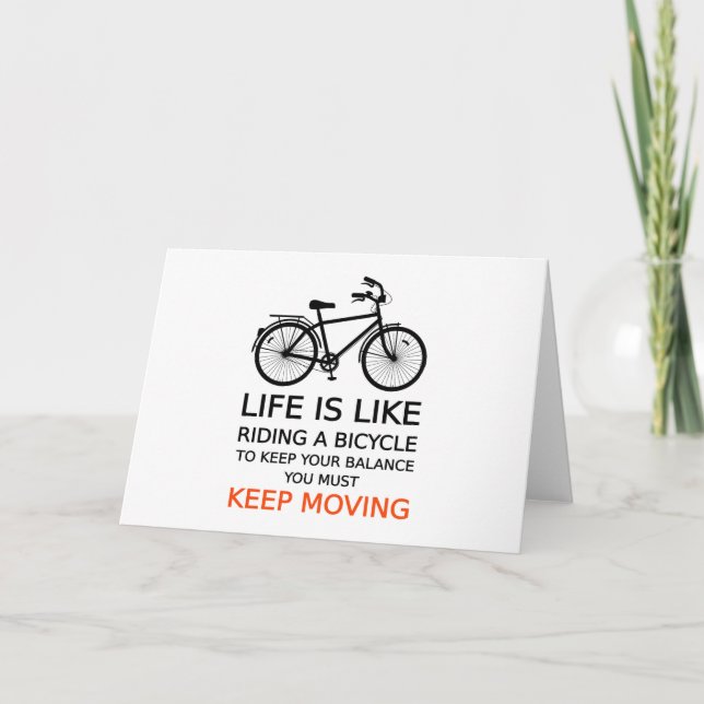 Tarjeta la vida es como montar una bicicleta, arte de la (Anverso)