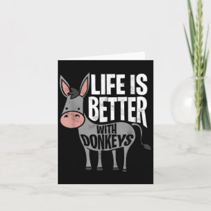 Tarjeta La vida es mejor con burros - burro gracioso