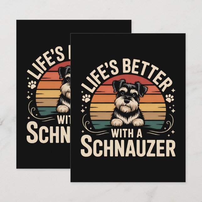 Tarjeta La vida es mejor con un Schnauzer (Anverso / Reverso)