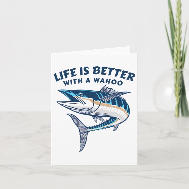 Tarjeta La Vida Es Mejor Con Wahoo Funny Salt Water Fishi (Anverso)