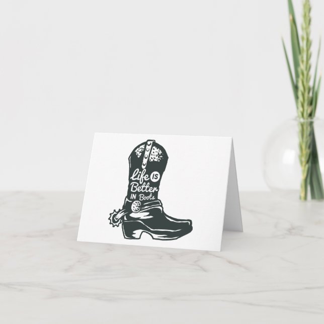 Tarjeta La vida es mejor en Boots, Cowboy Boots BLANK (Anverso)