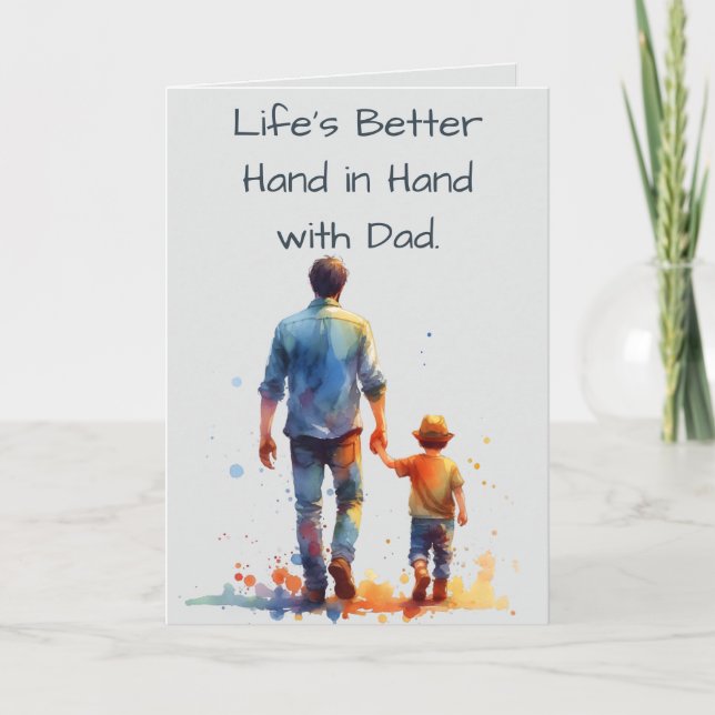Tarjeta La vida es mejor mano con papá feliz cumpleaños (Anverso)