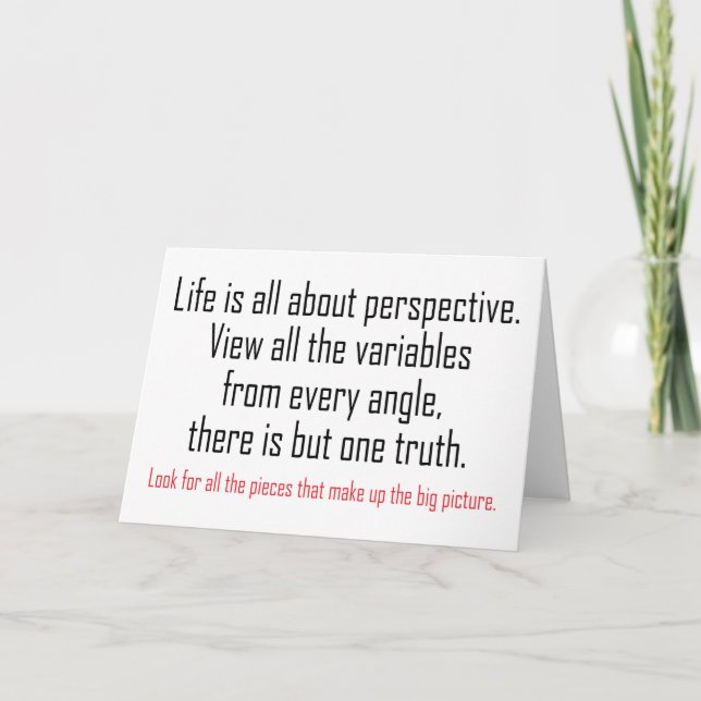 Tarjeta La vida es perspectiva (Anverso)