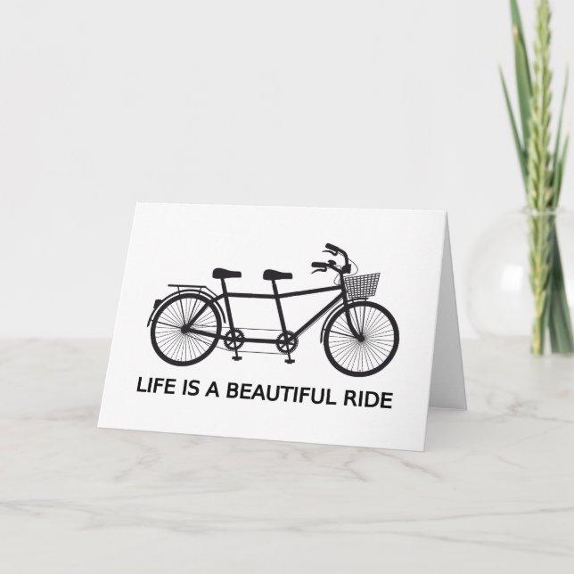 Tarjeta La vida es un paseo hermoso, bicicleta en tándem (Anverso)