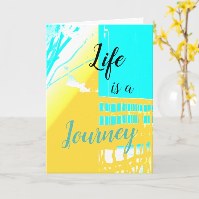 Tarjeta "La vida es un viaje/viaje a la vida" Aqua, amaril (flor amarilla)