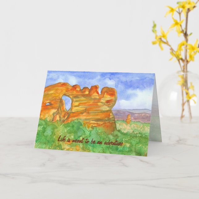 Tarjeta La Vida Está Destinada A Ser Una Aventura Rocks Cu (flor amarilla)