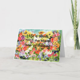 Tarjeta La vida se trata de usar toda la caja de lápices d