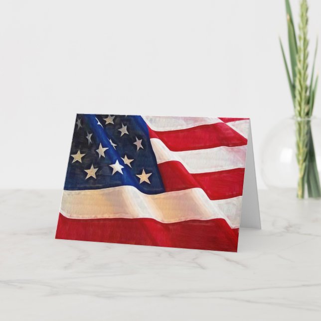 Tarjeta La vieja bandera de Estados Unidos se tambalea (Anverso)