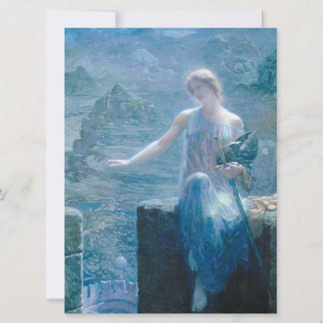 Tarjeta La vigilia de Valkyrie (Dama elegante en un castil (Anverso)