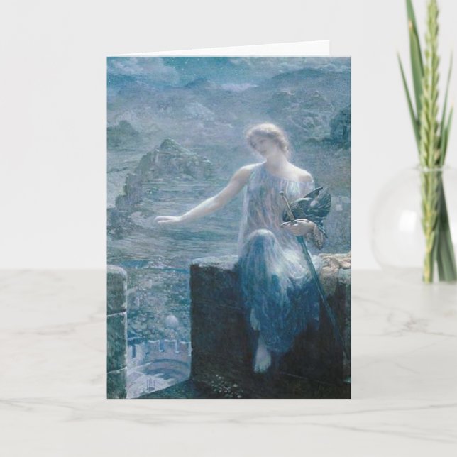 Tarjeta La vigilia de Valkyrie, Edward Robert Hughes, 1906 (Anverso)