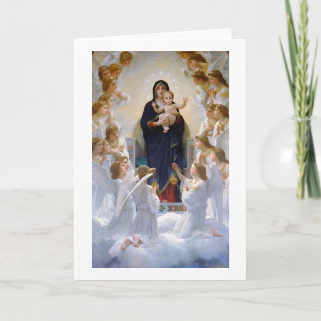 Tarjeta La Virgen de los Ángeles, Bouguereau (Anverso)