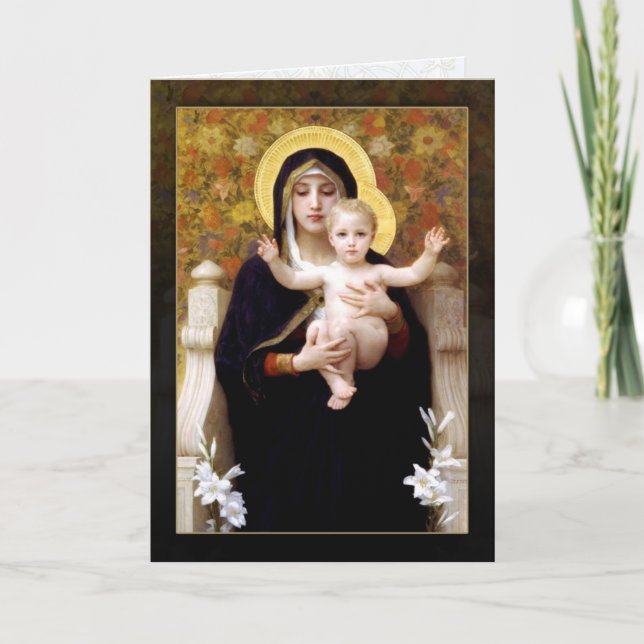 Tarjeta La Virgen de los lirios de Guillermo Bouguereau (Anverso)