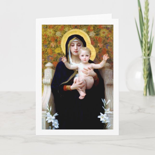 Tarjeta La Virgen del Lirio, Bouguereau (Anverso)