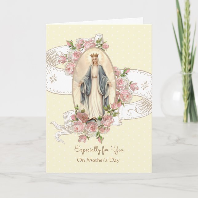 Tarjeta La Virgen Santa María, el Día de la Madre Católica (Anverso)