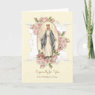 Tarjeta La Virgen Santa María, el Día de la Madre Católica