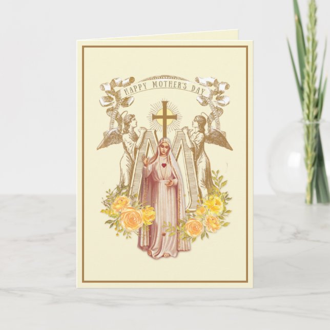 Tarjeta La Virgen Santa María, el Día de la Madre Católica (Anverso)