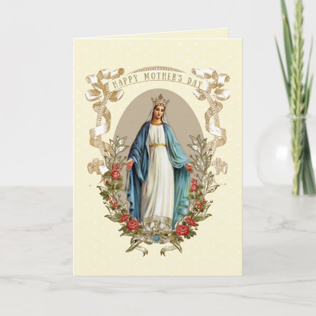Tarjeta La Virgen Santa María, el Día de la Madre Católica (Anverso)