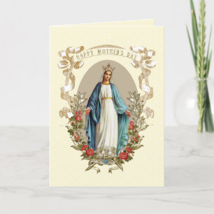Tarjeta La Virgen Santa María, el Día de la Madre Católica