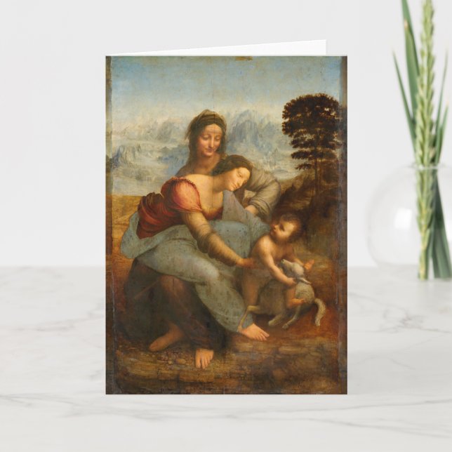 Tarjeta La Virgen y el Niño con Santa Ana de Da Vinci (Anverso)