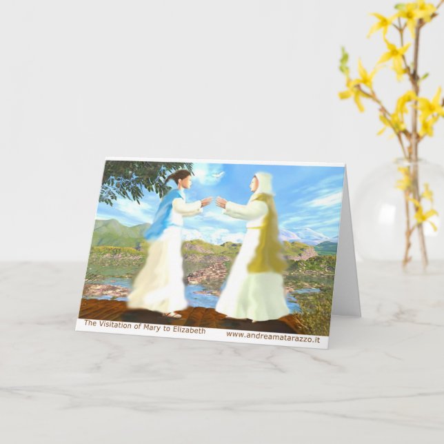 Tarjeta La visita de María a Isabel (flor amarilla)