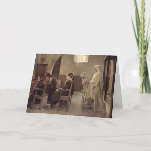 Tarjeta La víspera de la primera comunión, antes de 1890