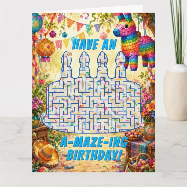 Tarjeta Laberinto de pastel de cumpleaños (Anverso)