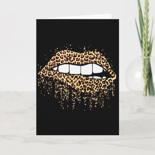 Tarjeta Labios Fríos Mordisco Bésame Estampado de Leopardo