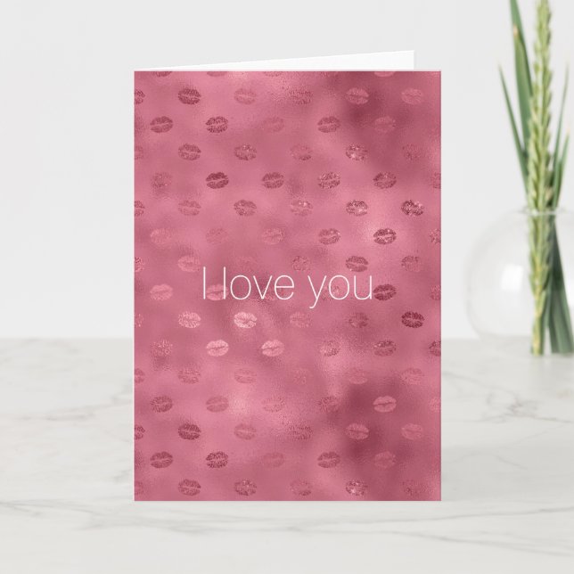 Tarjeta Labios Glam Glitzy Besos Amor Rojo (Anverso)