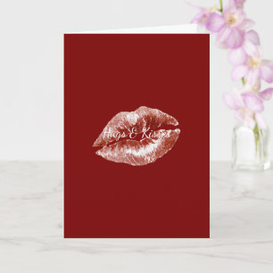Tarjeta Labios Rojos Coqueto Romántico Día de San Valentín