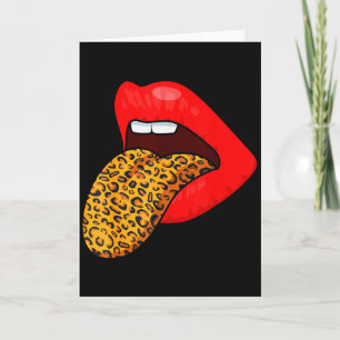 Tarjeta Labios Rojos Impresión Animal Lengua de Leopardo S