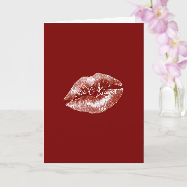Tarjeta Labios Rojos Romántico Coqueto Amor del Día de San (Orquídea)