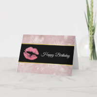 Labios rosados del purpurina y hojas tropicales