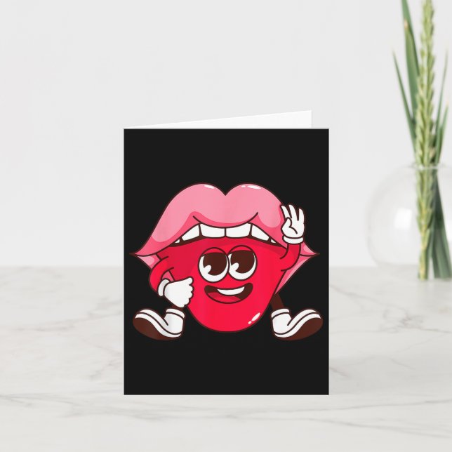 Tarjeta Labios sonrientes dibujos animados día de San Vale (Anverso)