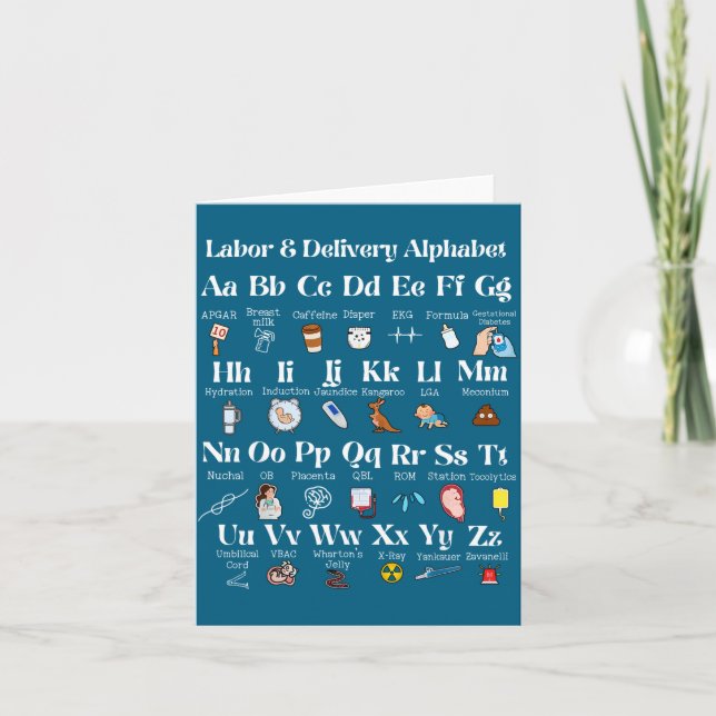 Tarjeta Labor And Delivery Alphabet Nurse New Nurse Gradua (Anverso)